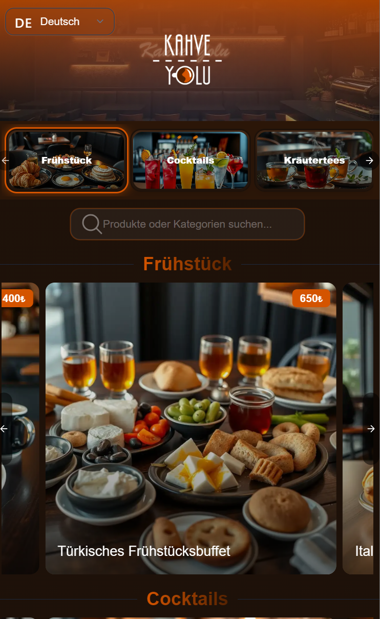 UPQR Beispiel – Digitales QR-Menü in Aktion