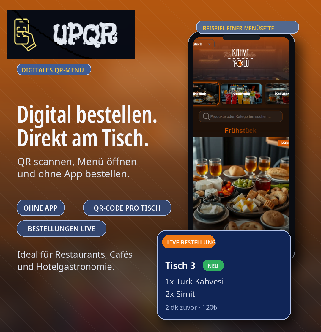 UPQR – Digital bestellen per QR-Code. Mehr Umsatz, weniger Warten.