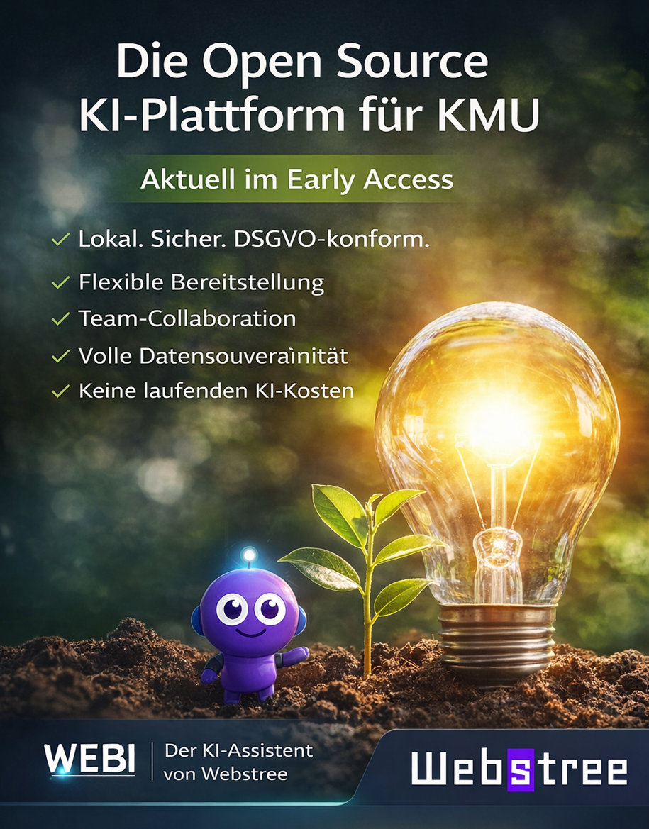 Webstree Open Source KI-Plattform – Übersicht aller 48+ Features für KMU